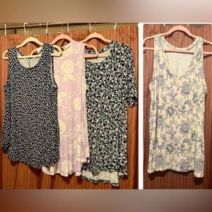 Lot of 4 Lane Bryant Stretchy Tops, size 14/16- See Description/Photos